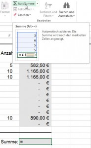 Die AutoSumme funktioniert nicht.