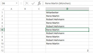 Die Bearbeitungsleiste liefert das Ergebnis