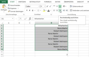 Oder man formatiert die Zellen rechtsbündig.