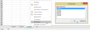 ausgeblendete Tabellenblätter
