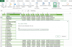 Mit PowerQuery werden Daten aus dem Internet geholt.