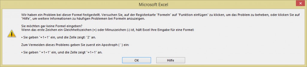 Fehlermeldung | Excel nervt ...