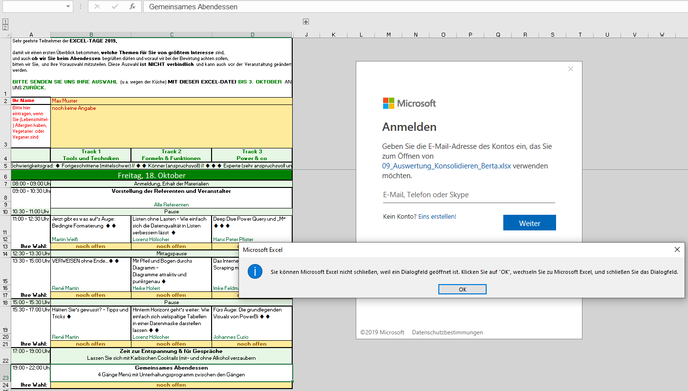  ffnen excel nervt