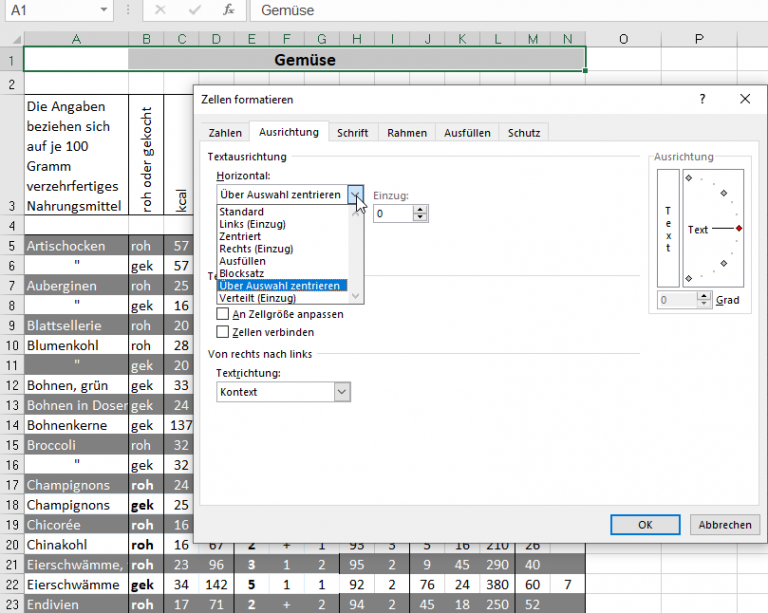 verbinden und zentrieren Excel nervt