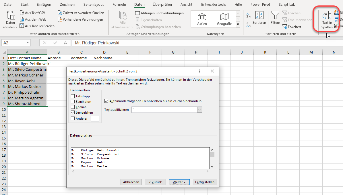 geschütztes Leerzeichen | Excel nervt ...